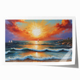 Rolled canvas print showcasing a vibrant seascape design with calming blues and greens, ideal for coastal-themed decor, packaged securely in a protective tube.