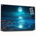 Side view of a modern wall art collection featuring seascapes in acrylic glass, showcasing vibrant colors and intricate details, ideal for home decor.