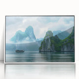 Framed acrylic wall art from the Landscapes & Seascapes collection, showcasing serene ocean waves with a white border, ideal for modern home decor.