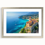 Framed silver wall art featuring a serene seascape design, showcasing tranquil ocean waves and a soft color palette, perfect for enhancing modern home decor.