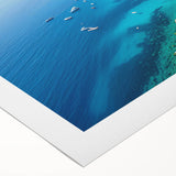 Vibrant rolled canvas artwork showcasing a serene seascape design, featuring calming blues and greens, perfect for coastal home decor. Packaged securely for safe delivery.