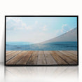 Framed acrylic wall art collection showcasing serene seascapes, featuring a sleek black frame, ideal for enhancing modern home decor and coastal themes.