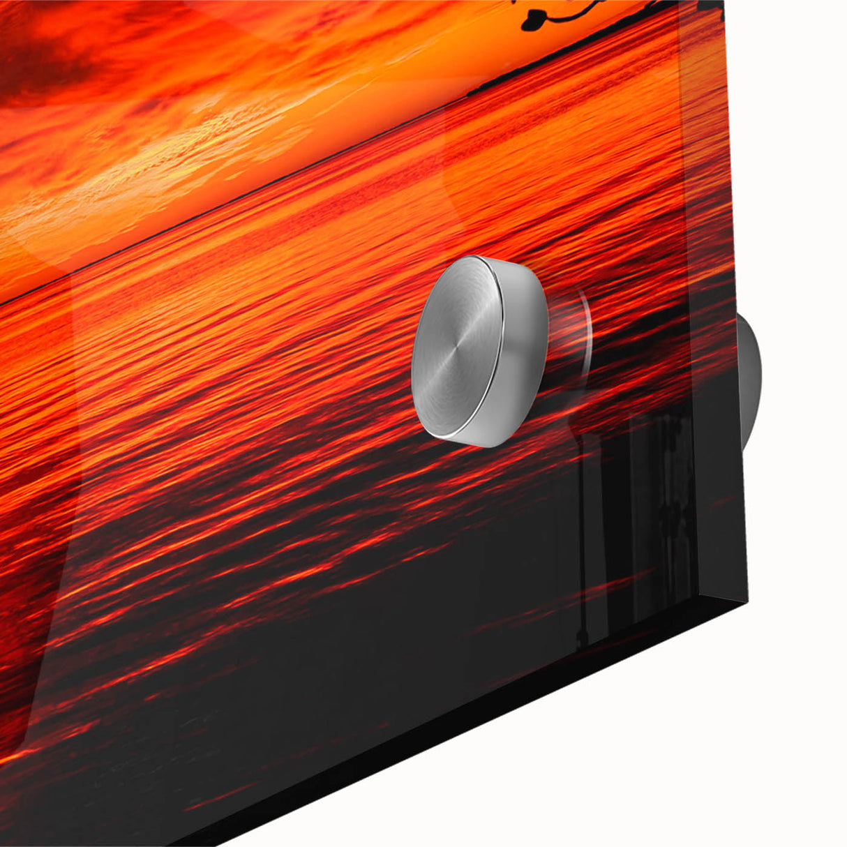 Close-up of a vibrant acrylic landscape wall art piece showcasing a seascape design, featuring dynamic waves and a bright color palette, ideal for home decor.