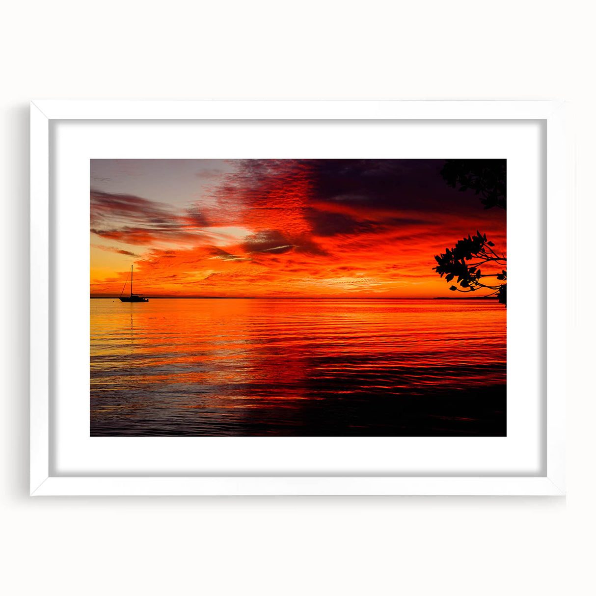 Framed wall art from the Landscapes & Seascapes Design collection, showcasing a serene coastal scene with vibrant colors, matted in white for a modern touch. Perfect for enhancing home decor and bringing a sense of tranquility to any space.