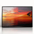 Framed wall art from the Landscapes & Seascapes design collection, featuring vibrant colors and acrylic finish, showcasing a serene ocean view. Perfect for home decor.
