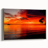 Framed canvas wall art from the Landscapes & Seascapes collection, showcasing serene ocean waves with a silver frame, perfect for modern home decor.