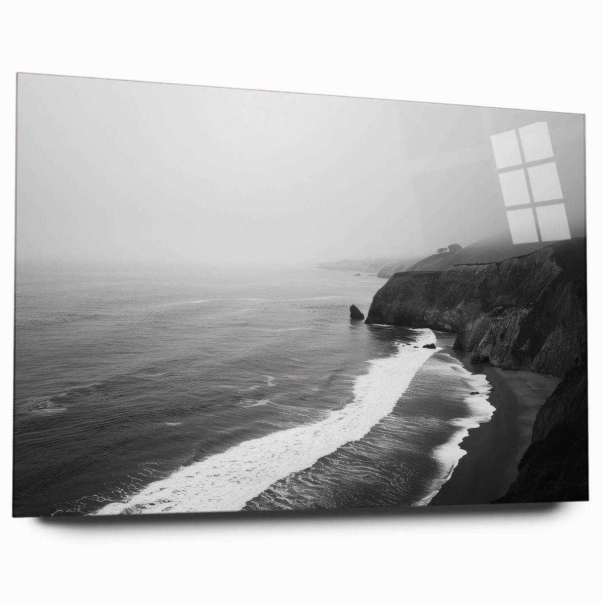 Acrylic landscape wall art collection showcasing a vibrant seascape design, displayed in a sleek frame, highlighting rich blues and greens for a calming effect.