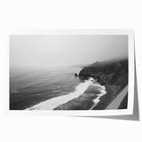 Rolled print of a serene seascape design featuring vibrant blue and green hues, ideal for home decor, showcasing waves and a sunset, packaged securely for delivery.