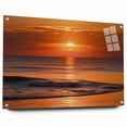 Acrylic glass wall art collection showcasing vibrant seascapes and landscapes, elegantly displayed from a side view with visible mounting pins, ideal for modern decor.