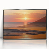 Framed wall art featuring a serene seascape design with soft blue and silver tones, showcasing a tranquil ocean view in an elegant acrylic frame.