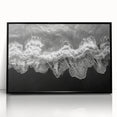 Framed acrylic wall art showcasing a serene seascape design with soft blue and white tones, perfect for coastal home decor, viewed from the front.