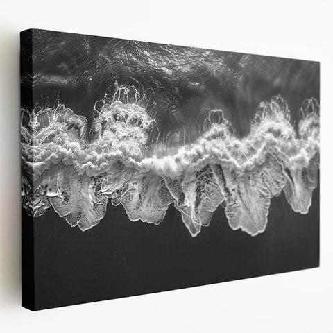 Stretched canvas wall art from the Landscapes & Seascapes collection, showcasing vibrant ocean waves and a serene beach scene, perfect for home decor.