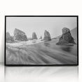 Framed acrylic wall art featuring a vibrant seascape design, showcasing dynamic waves and a striking color palette of blues and greens, perfect for coastal decor.