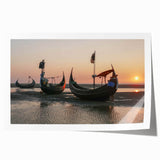 Vibrant rolled print of a seascape landscape design showcasing serene ocean waves and a sunset sky, perfect for home decor and artistic displays.