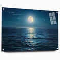 Acrylic glass wall art collection displaying a vibrant seascape design, showcasing a side view with clear pins for mounting, perfect for coastal-themed decor.