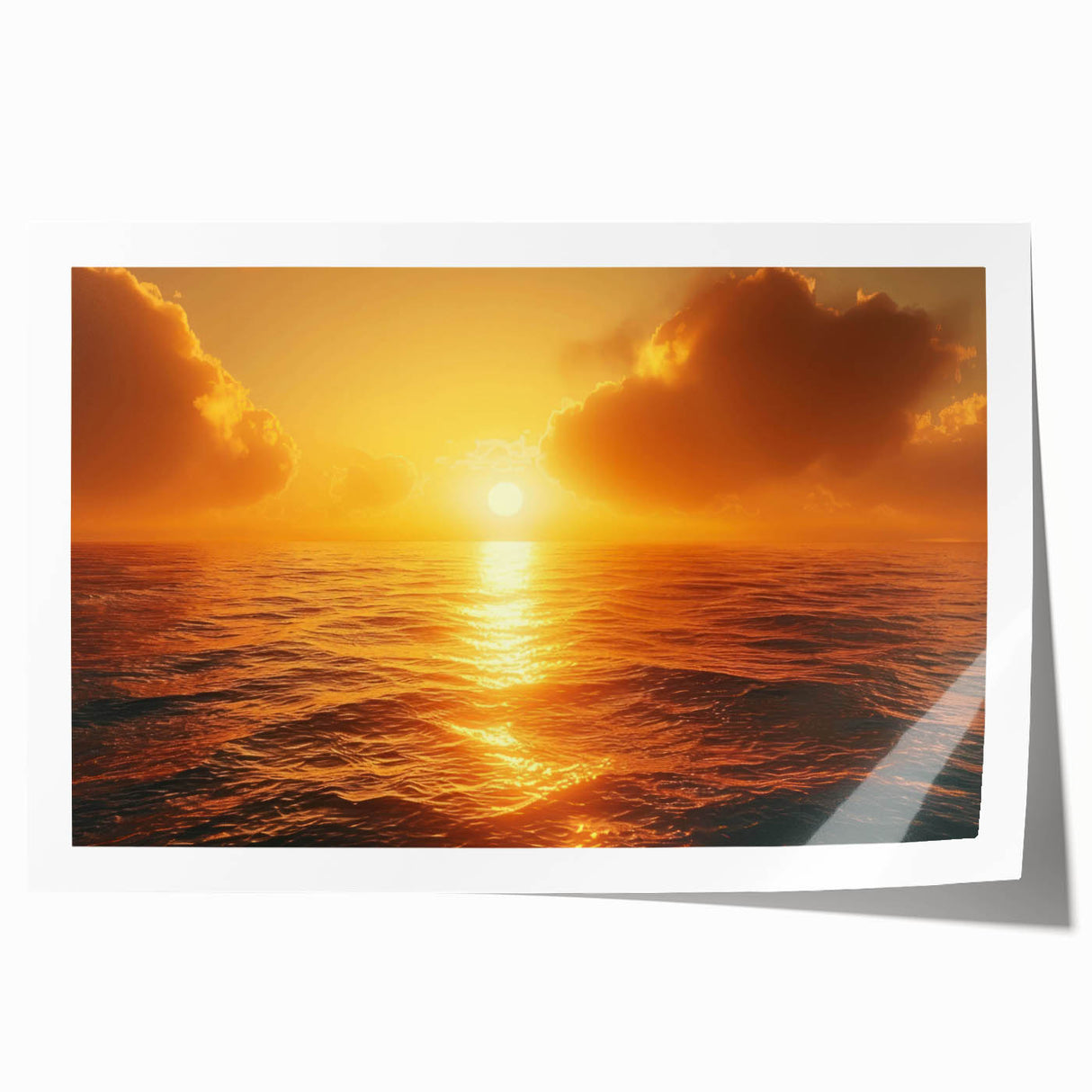 Vibrant landscape seascape wall art print showcasing vivid blues and greens, rolled for easy display, perfect for enhancing modern home decor.