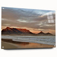 Acrylic glass wall art collection showcasing a vibrant seascape design, displayed from a side view with pins for mounting, ideal for coastal-themed interiors. The artwork features rich blues and greens, capturing the essence of ocean waves, perfect for enhancing any living space.