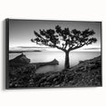 Framed canvas wall art from the Landscapes & Seascapes collection, showcasing a serene ocean view with vibrant blues and soft whites, ideal for home decor.