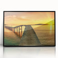 Framed acrylic wall art showcasing a serene seascape design with vibrant blues and greens, featuring a black frame and perfect for home decor enhancement.