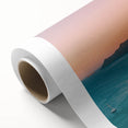 Vibrant rolled canvas showcasing an abstract seascape design in shades of blue and green, ideal for modern home decor, packaged securely for delivery.