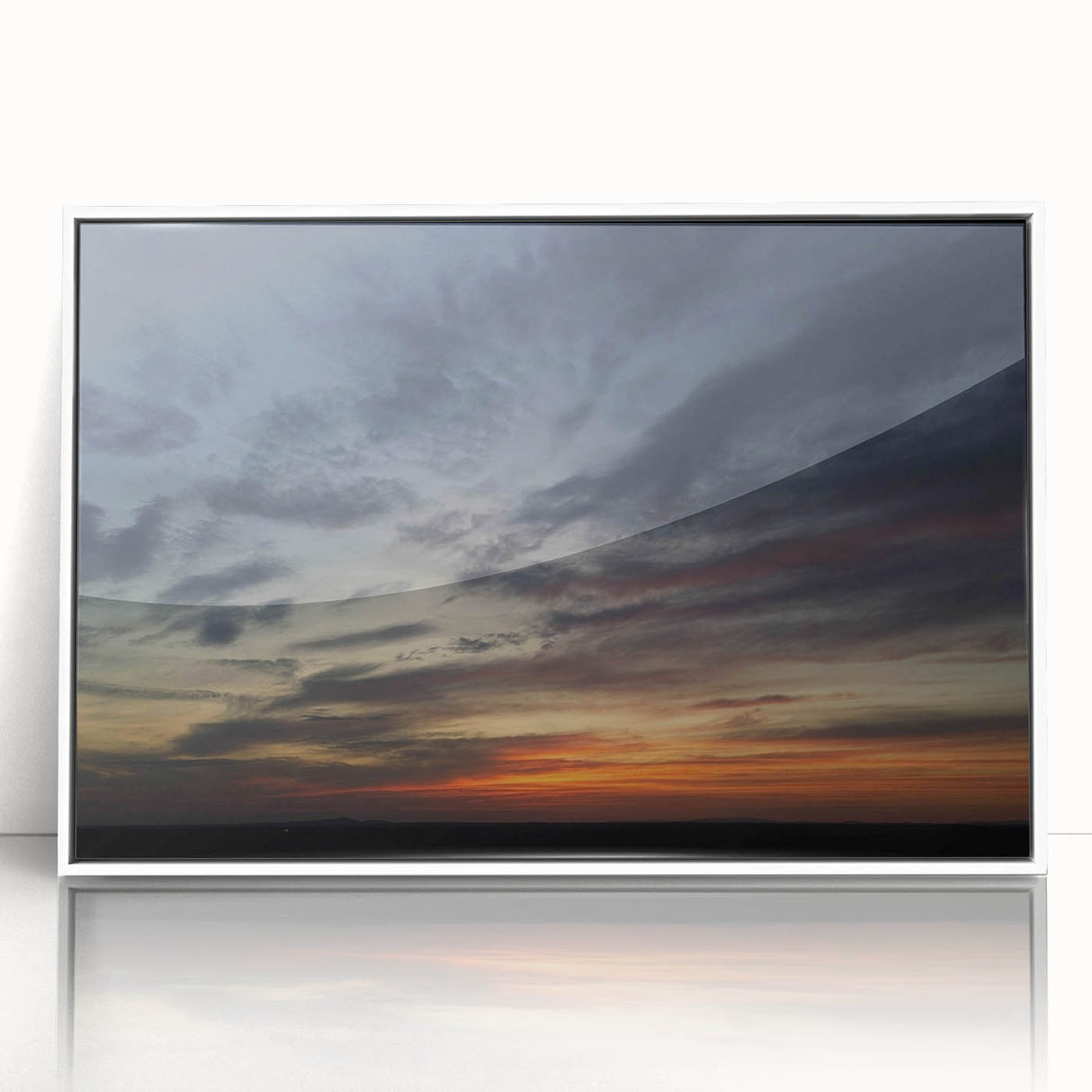 Framed wall art collection featuring a stunning landscape and skyscape design in acrylic, with a sleek white frame, perfect for modern home decor.