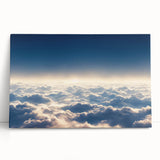 Stretched canvas artwork showcasing a vibrant landscapes and skyscapes design, featuring a mix of blue and warm hues, ideal for modern home decor.