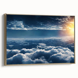Framed canvas wall art showcasing a stunning landscapes and skyscapes design, featuring a gold frame. Ideal for modern home decor, it adds elegance to any room.