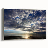 Framed canvas wall art showcasing a serene landscape with vibrant colors and detailed textures, featuring a silver frame, perfect for home decor enhancement.
