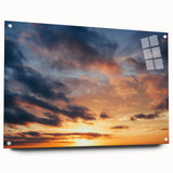 Acrylic wall art collection showcasing a vibrant landscape and skyscape design, displayed in a modern frame with pins, highlighting vivid colors and intricate details. Perfect for enhancing contemporary home decor.