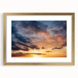 Elegant framed wall art featuring a serene landscapes and skyscapes design, with a gold mat and frame, perfect for enhancing modern home decor.