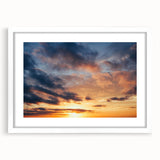 Framed wall art featuring a serene landscape scene with vibrant colors, expertly matted and displayed in a sleek white frame, perfect for home decor.