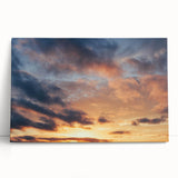Stretched canvas wall art showcasing a serene landscape with vibrant colors, featuring a sunset over rolling hills, perfect for home decor and relaxation.
