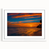 Framed wall art showcasing a serene landscape design with soft blue and green hues, complemented by a white mat, perfect for enhancing any modern decor.