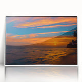 Framed acrylic wall art design showcasing a serene landscape with vibrant colors, set in a sleek white frame, ideal for modern home decor. Perfect for adding elegance to living spaces.