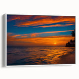Framed canvas wall art showcasing a serene landscape design with vibrant colors and intricate details, displayed from a white side view, perfect for home decor.