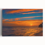 Stretched canvas wall art featuring a vibrant landscape design, showcasing a colorful sunset over rolling hills, ideal for home decor. Perfect for adding warmth and character to any space.