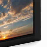 Framed canvas close-up showcasing a vibrant landscapes and skyscapes design, featuring rich colors and intricate details, perfect for home decor enhancement.