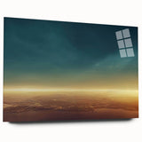 Acrylic glass wall art showcasing a vibrant landscapes and skyscapes design from the collection, presented in a side view without pins, highlighting its colorful details and contemporary style.