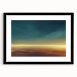 Framed wall art collection showcasing a black frame with a white mat, featuring a serene skyscape design. Ideal for modern home decor, adding elegance to any room.