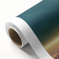 Colorful rolled canvas print showcasing an abstract landscape design with vibrant hues of blue, orange, and green, ideal for modern home decor. This artwork is packaged securely in a durable cardboard tube for safe shipping and storage.