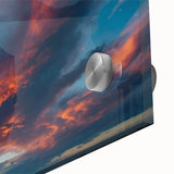 Close-up of a vibrant acrylic glass artwork showcasing a stunning landscape and skyscape design, perfect for home decor enhancement and wall art collection.