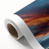 Rolled canvas showcasing a vibrant abstract landscape design with bold colors and textures, ideal for home decor or art collections, packaged securely in a tube.