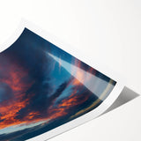 Rolled print showcasing a stunning landscape and skyscape design with vibrant colors, perfect for home decor or office art, packaged securely in a protective tube.
