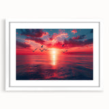 Framed landscape wall art collection showcasing a serene skyscape design in white matting. This elegant piece enhances modern decor with its tranquil colors and artistic details, perfect for home or office spaces.