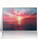 Framed wall art featuring a stunning landscape design, showcasing vibrant colors and dynamic skyscapes, set in a sleek white frame, perfect for modern decor.