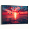 Framed canvas wall art showcasing a vibrant landscapes and skyscapes design with a sleek black frame, perfect for modern home decor accents. This eye-catching piece adds a touch of nature-inspired elegance to any interior space.