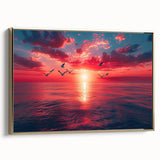 Framed canvas wall art from the Landscapes Skyscapes Design 21 collection, showcasing a stunning horizon scene with rich gold accents and a sleek side view design, perfect for modern decor.