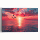 Stretched canvas artwork showcasing a serene landscape with vibrant colors and a dramatic sky, perfect for enhancing any modern home décor or office space.