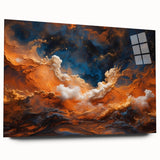 Acrylic wall art collection showcasing a vibrant landscapes and skyscapes design, viewed from the side without pins, highlighting vivid colors and intricate details.
