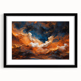 Framed wall art collection showcasing a vibrant landscape and skyscape design with a sleek black frame and mat, perfect for modern home decor.